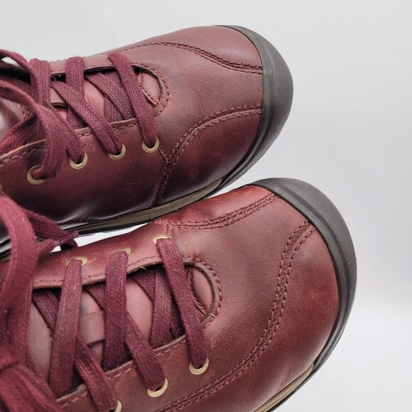 Keen Presidio II Women's 9.5 Red Burgundy Leather Shoes Casual Lace Up Walking - Picture 13 of 14